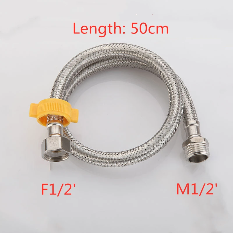 Water Taps Pipe Plumbing Hose 1/2 Tap Accessories Bathroom Kitchen Single Cold Hose Stainless Steel Flexible Faucet Hoses