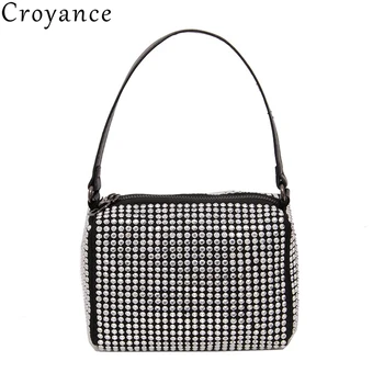 

Croyance Rhinestone Small Shoulder Bag 2020 New Women's Handbags Fashion PU Leather Messenger Bags Purse Female Phone Purse