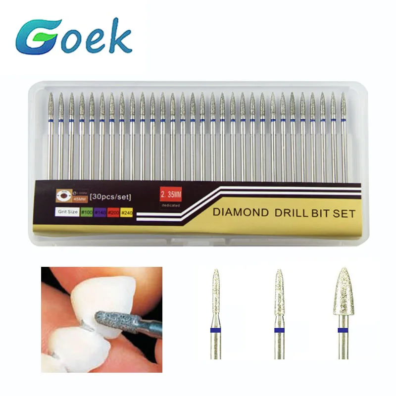 

5pcs/Set Dental Diamond Drill Bit Flame Shape Bur Lab Dentistry Tools HP Electroplated Medium Grind Zirconia Sharp