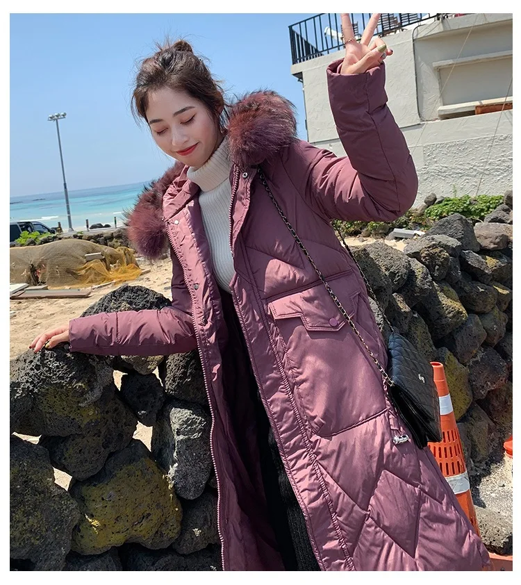 

Photo Shoot 2019 New Style Long Cotton Coat over-the-Knee Korean-style down Jacket Thick Loose-Fit Slimming Warm Cotton Jacket W