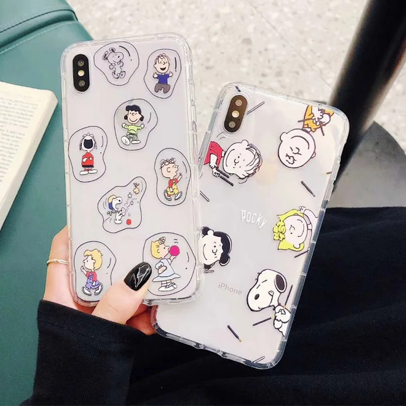 

Cartoon Peanut Charlie lucy family phone case For iphone 7 8 plus case Pop Brand Soft clear cover For iphone XS MAX XR X case