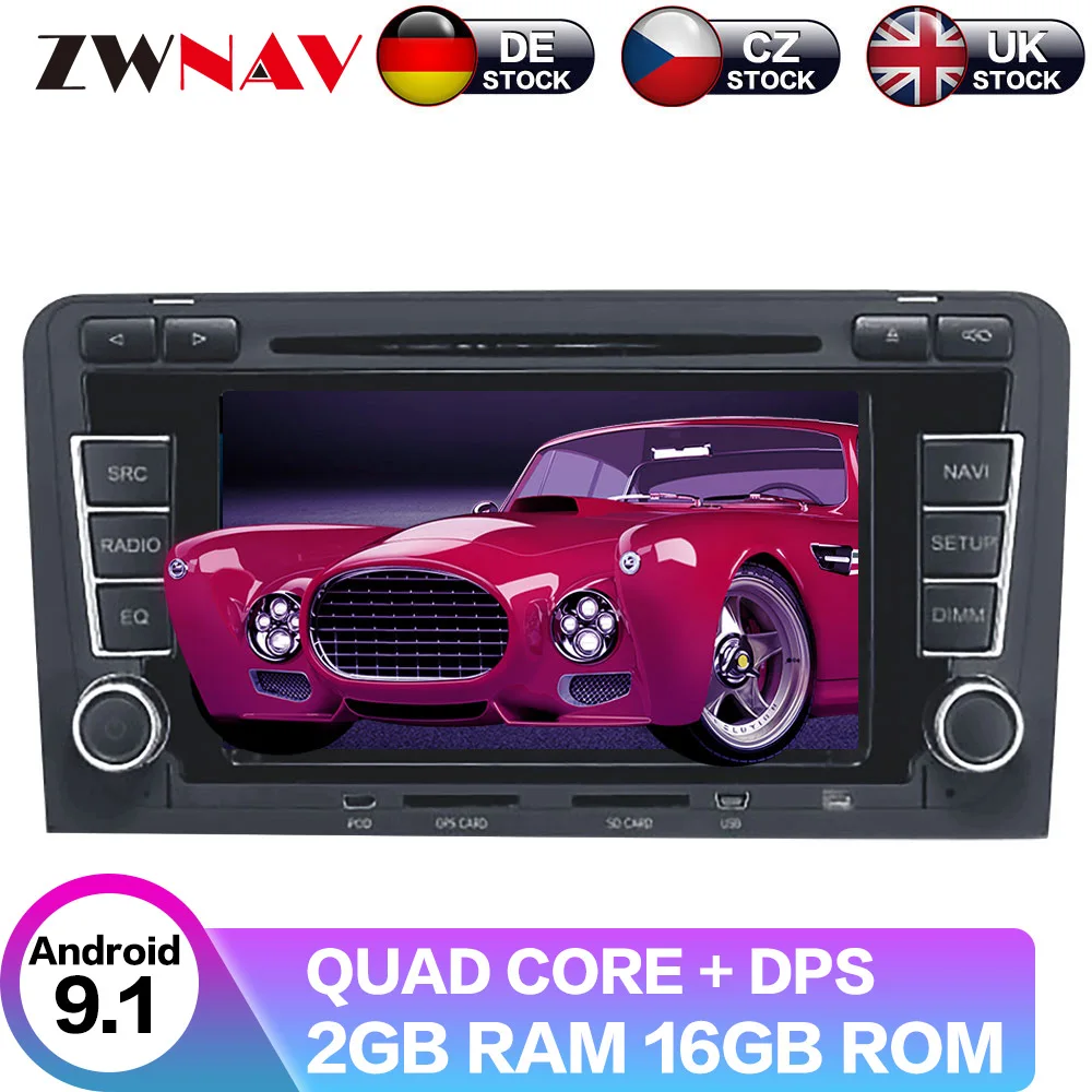 Android 9 с DSP для Audi A3 S3 2003 2012 сенсорный осыпь автомобильный DVD Радио Видео Плеер