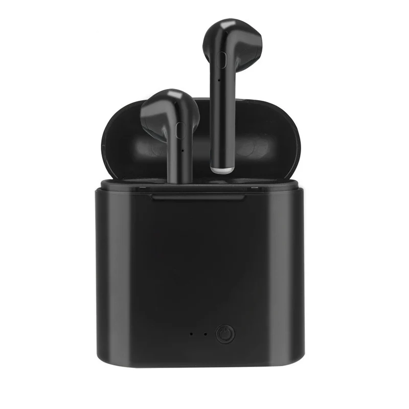 Высокое качество i7s наушники-вкладыши TWS с Беспроводной Bluetooth наушники-вкладыши стерео игровые спортивные наушники с зарядным устройством для iPhone, Xiaomi, huawei - Цвет: Черный
