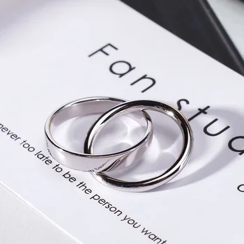 

Acecare S925 silver personality double ring interlocking ring cross design mirror polishing process simple Japanese and Korean