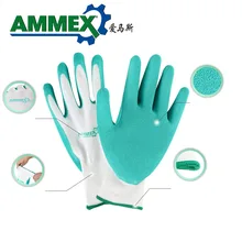 AMMEX рабочие перчатки для латексная ладонь покрытие 2 пары защитные перчатки противоскользящие, из дышащей ткани назад механические садовые защитные перчатки
