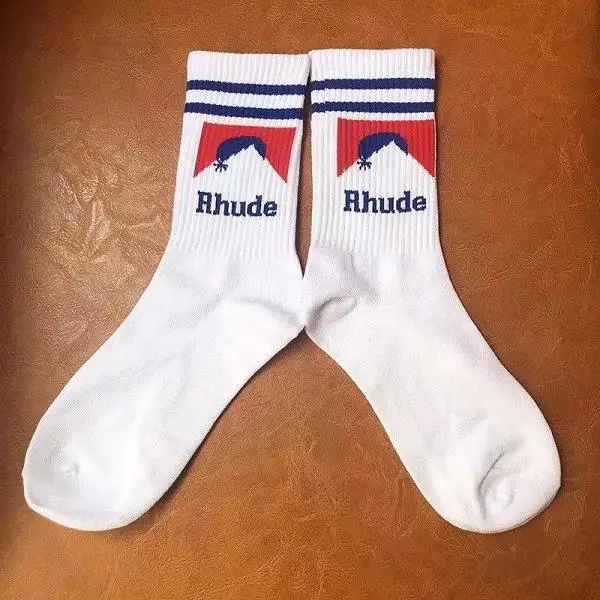 19ss rhude носки хлопчатобумажные баскетбольные Носки Женщины Мужчины подарок Kanye West rhude носки