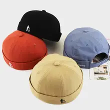 Мужская и женская кепка в стиле Харадзюку без полей, кепка в рулоне с черепом, одноцветная Кепка с вышивкой в стиле хип-хоп, Регулируемая Шапочка