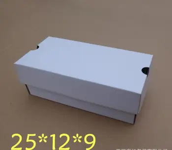 

White Kraft Paper Gift Box Children Shoe Box Foldable Corrugated Paper Box For Packaging Shoes 25x12x9cm SN2020