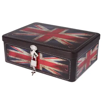 

Promotion--metal lock box square shape storage storage for candy cookies tea jewelry - UK flag pattern