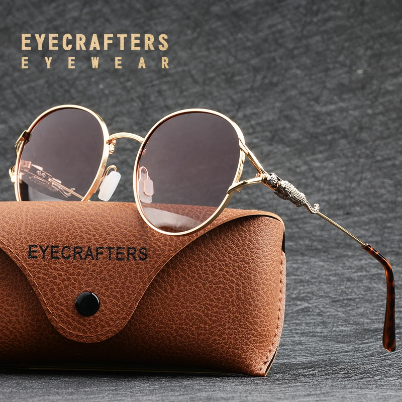 Eyecrafers Роскошные брендовые дизайнерские женские солнцезащитные очки Поляризованные Ретро вождения винтажные Модные женские зеркальные круглые очки оттенки