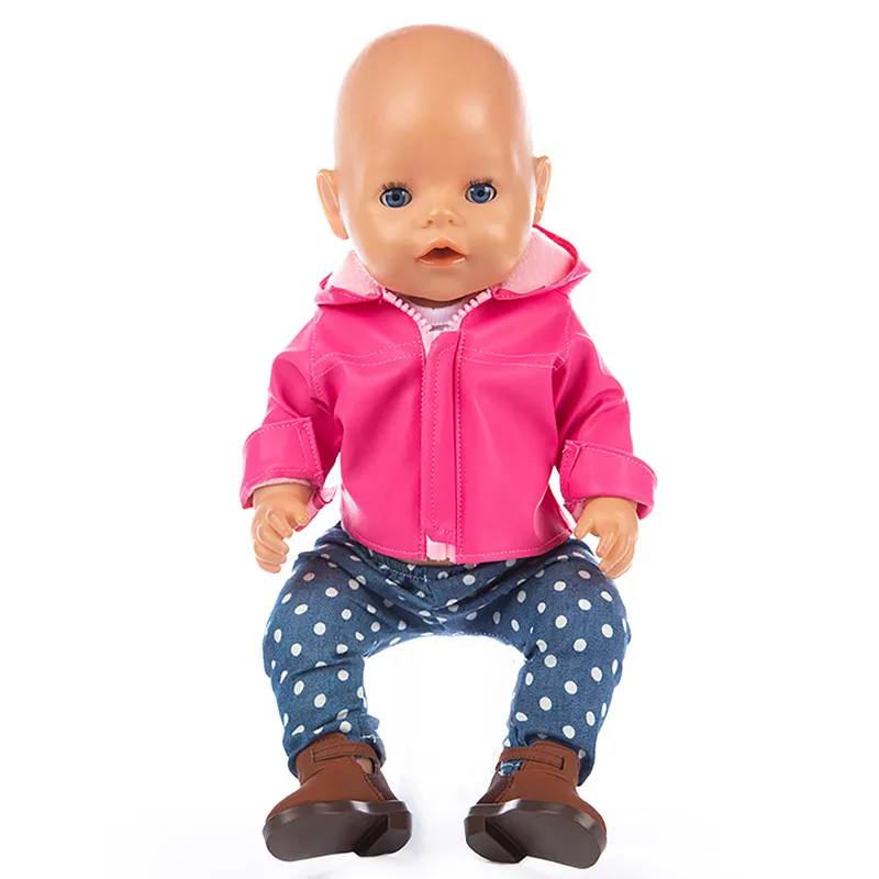 Одежда для кукол, аксессуары для новорожденных, подходит для детей 18 дюймов, 43 см, кукла, черный, фиолетовый, синий, красный кожаный костюм, одежда для детей, подарок на день рождения - Цвет: Q-110