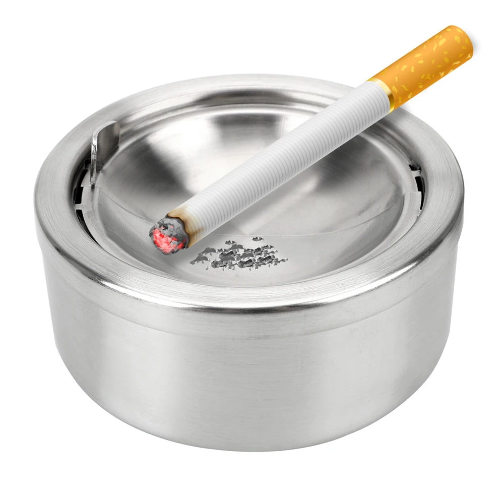 Silicone Ashtray Air Purifier Ashtray Wood Ashtray Cigarettes Ashtray Portable Ashtray Stainless Steel Ashtray Metal Ashtray Ceramic Ashtray Stainless Steel Lidded Ashtray Smoking Accessories Round Stainless Steel Cigarette Ash Storage Case