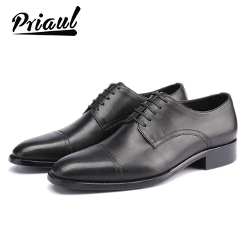 

Leather Shoes Men Oxford Real Genuine Leather Custom Fashion Office Dress Wedding Luxury Brand Formal Party Mens Derby Shoe