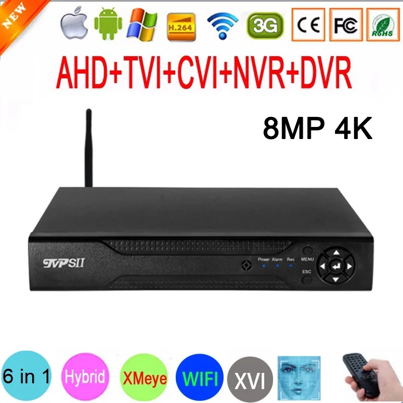 Камера видеонаблюдения XMeye 8 мп с функцией обнаружения лица 4K Hi3531D H.265 + 4 канала