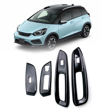 

4Pcs RHD Door Window Control Glass Switch Lift Button Cover Trim for 20-21 Honda Fit Jazz GR