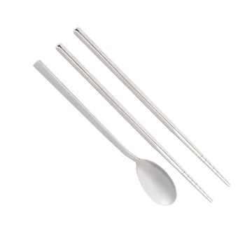 

3 Pcs Flatware Set Portable 304 Stainless Steel Spoon Chopsticks Storage Case Kit for Camping Travel