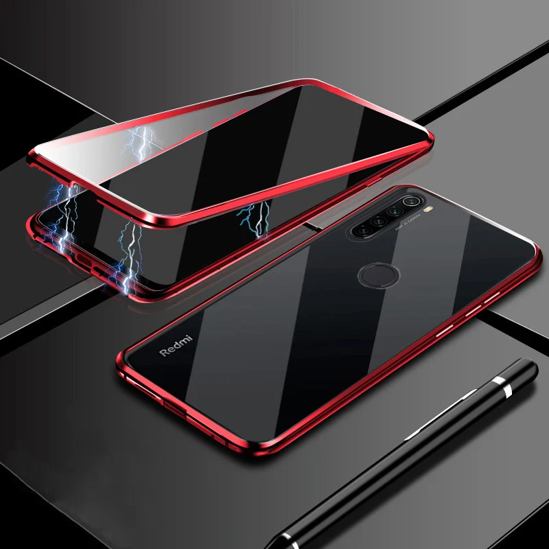 Магнитный чехол для Xiaomi Redmi Note 8 T, двусторонний чехол из закаленного стекла, противоударный бампер для Redmi Note8T 8 Pro 8 T, чехол - Цвет: Красный