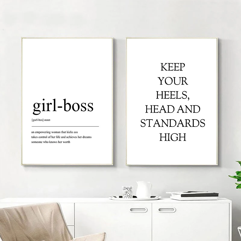 Nordic-Black-And-White-Girl-Boss-High-Heel-Canvas-Painting-Poster-Print-Living-Room-Bedroom-Wall (1)
