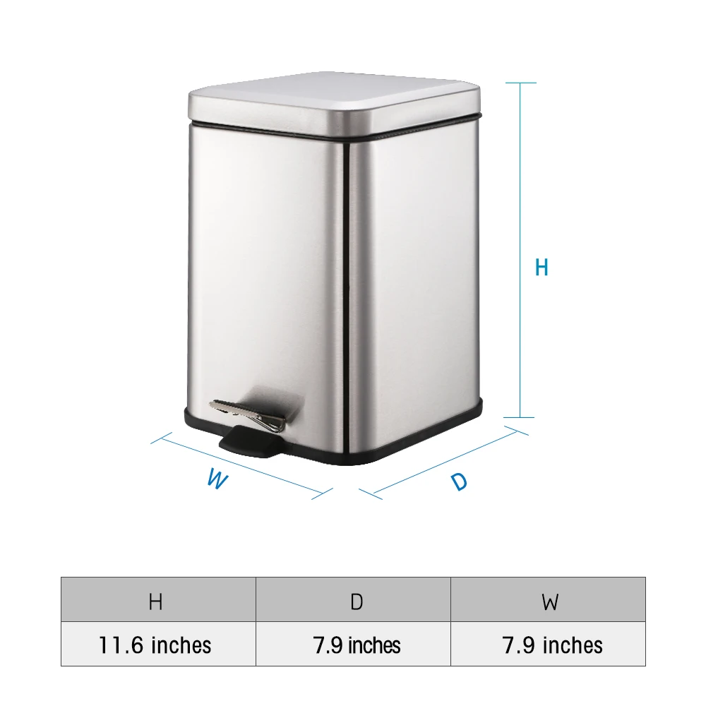 Smartbin 6L Нержавеющая сталь шаг педаль мусорное ведро для мусора корзина по