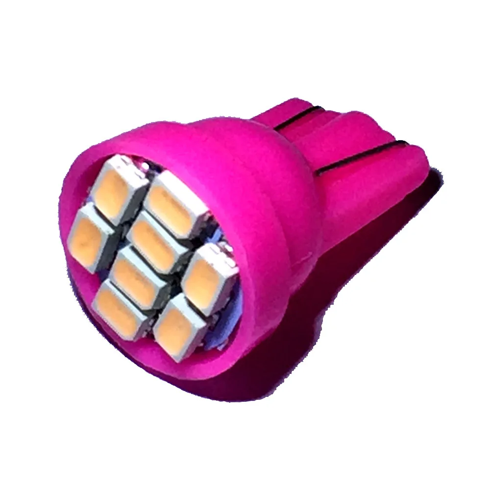 100 шт. светодиодный W5W T10 194 168 W5W 3020 8SMD светодиодный парковочная лампа авто боковое освещение лампа габаритного фонаря яркий белый задний фонарь, лампочки - Испускаемый цвет: Розовый
