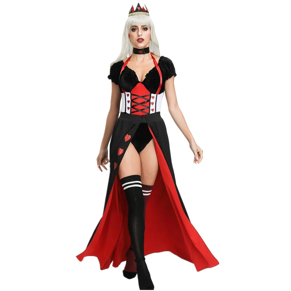 

Sexy Alice In Wonderland Queen Of Hearts Costume Halloween Party Fantasia Red Queen Ladies Princess Fancy Dress