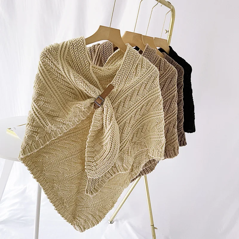 

Вязаный шерстяной женский разнообразный треугольный шарф, универсальный плащ двойного назначения, утепленные Весенние и искусственные шарфы из пашмины