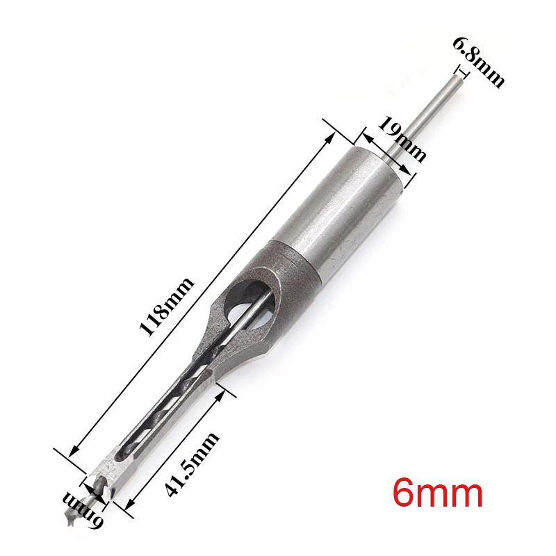 Высокая твердость HSS Метрическая молотильное долото сверло с квадратным отверстием резак инструмент по дереву DNJ998 - Диаметр отверстия: 6 мм
