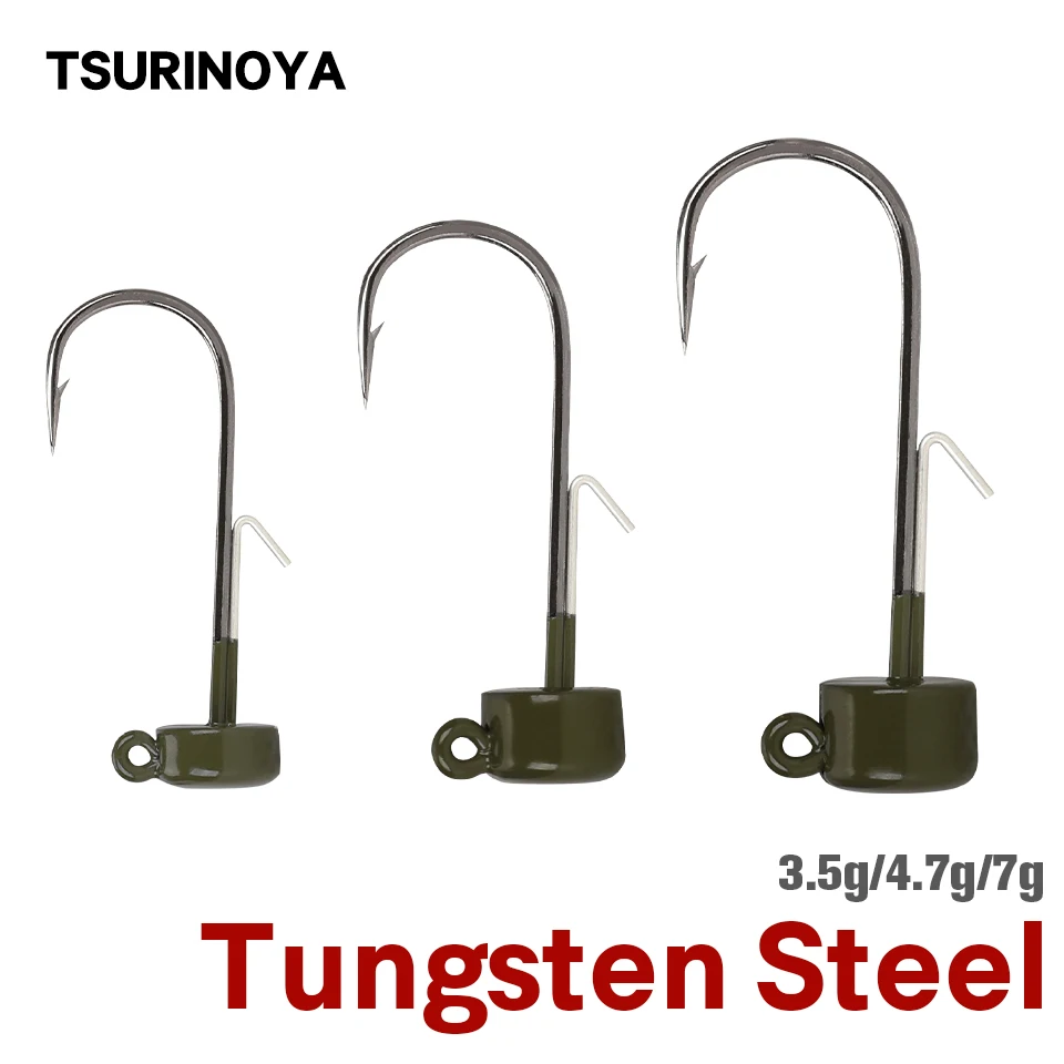 

2 шт., рыболовные крючки TSURINOYA из вольфрамовой стали, 3,5 г, 4,7 г, 7 г
