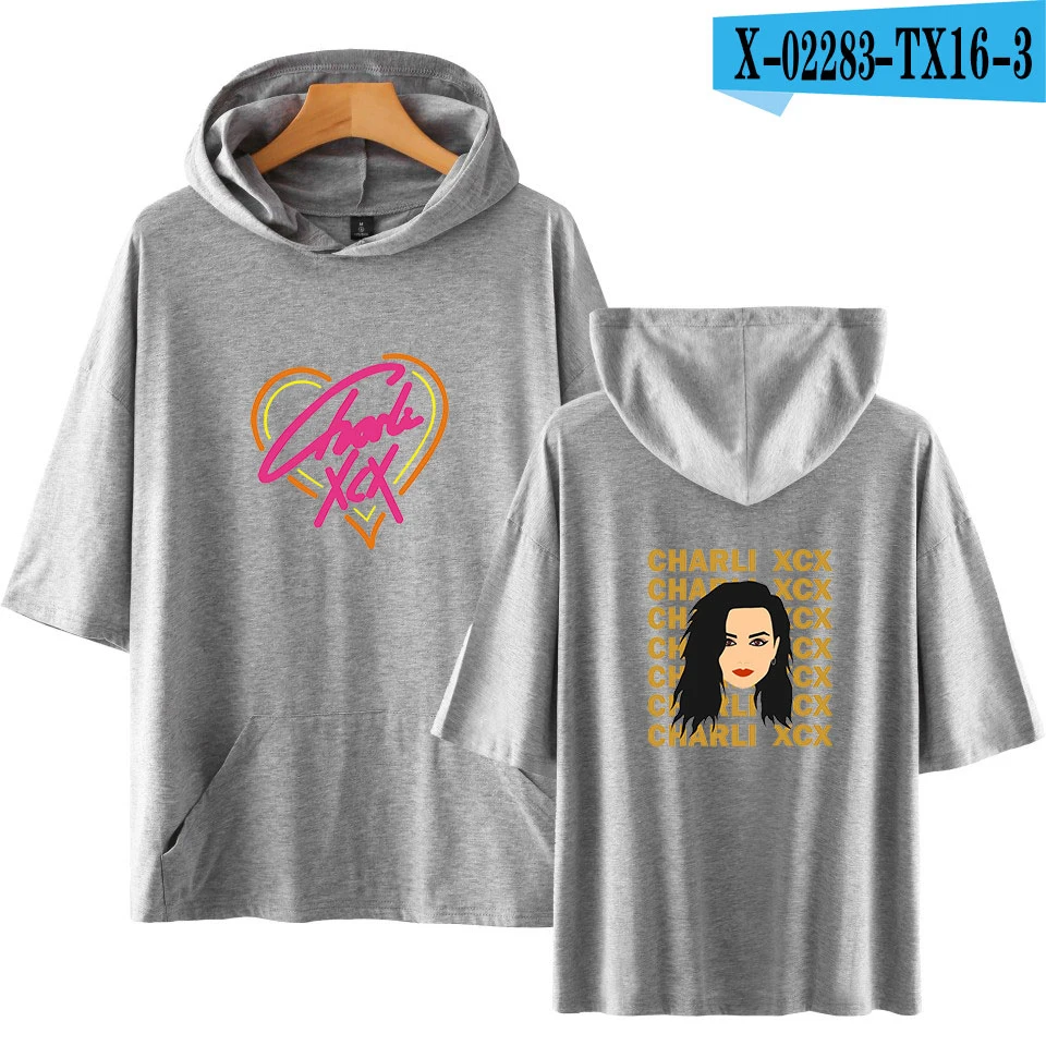 Charli XCX Women's Short sleeve T-shirt New summer hoodies number pocket tee shirt - Цвет: Синий