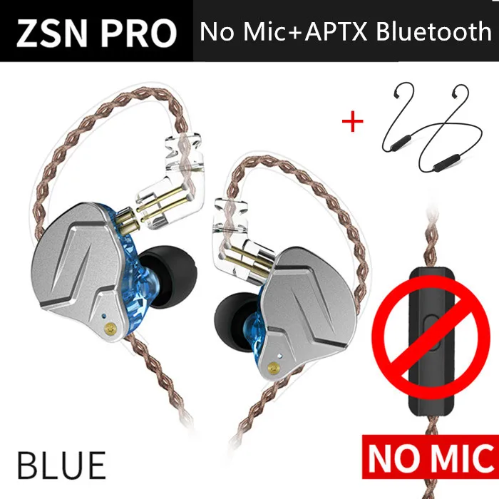 KZ ZSN Pro 1BA+ 1DD гибридная технология HIFI бас наушники металлические вкладыши Наушники Bluetooth Спорт шумоподавление Гарнитура - Цвет: Blue NoMic Bluetooth
