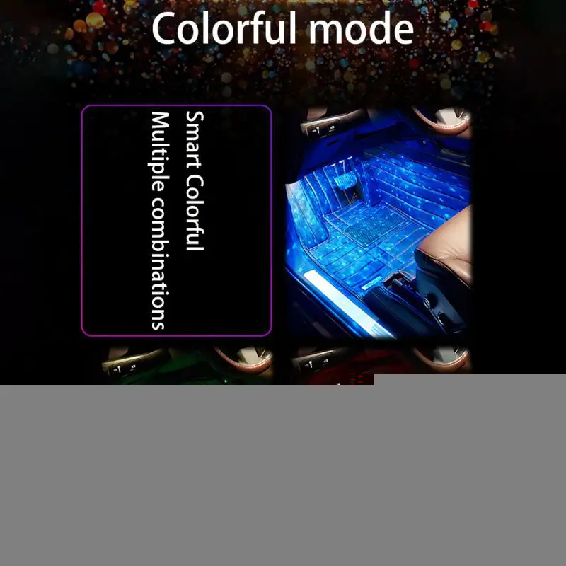 7 цветов USB светодиодный RGB Авто декоративная лампа для автомобиля окружающая ступня Звездный светильник интерьерный неоновый атмосферный светильник музыкальный голосовой контроль
