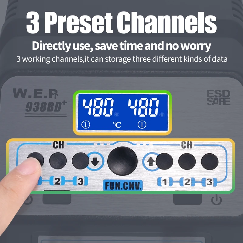 WEP 938BD+ Upgraded Version Hot Tweezer Station Adjustable Temperature Soldering Iron Soldering Station Maintenance Tools
