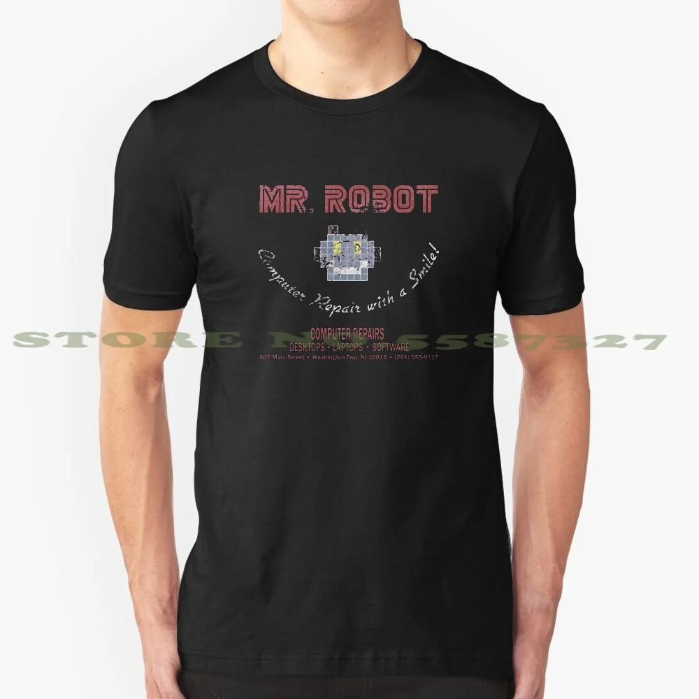 Ремонт компьютера с улыбкой! Модные Винтажные футболки Mr Robot F магазин товаров для