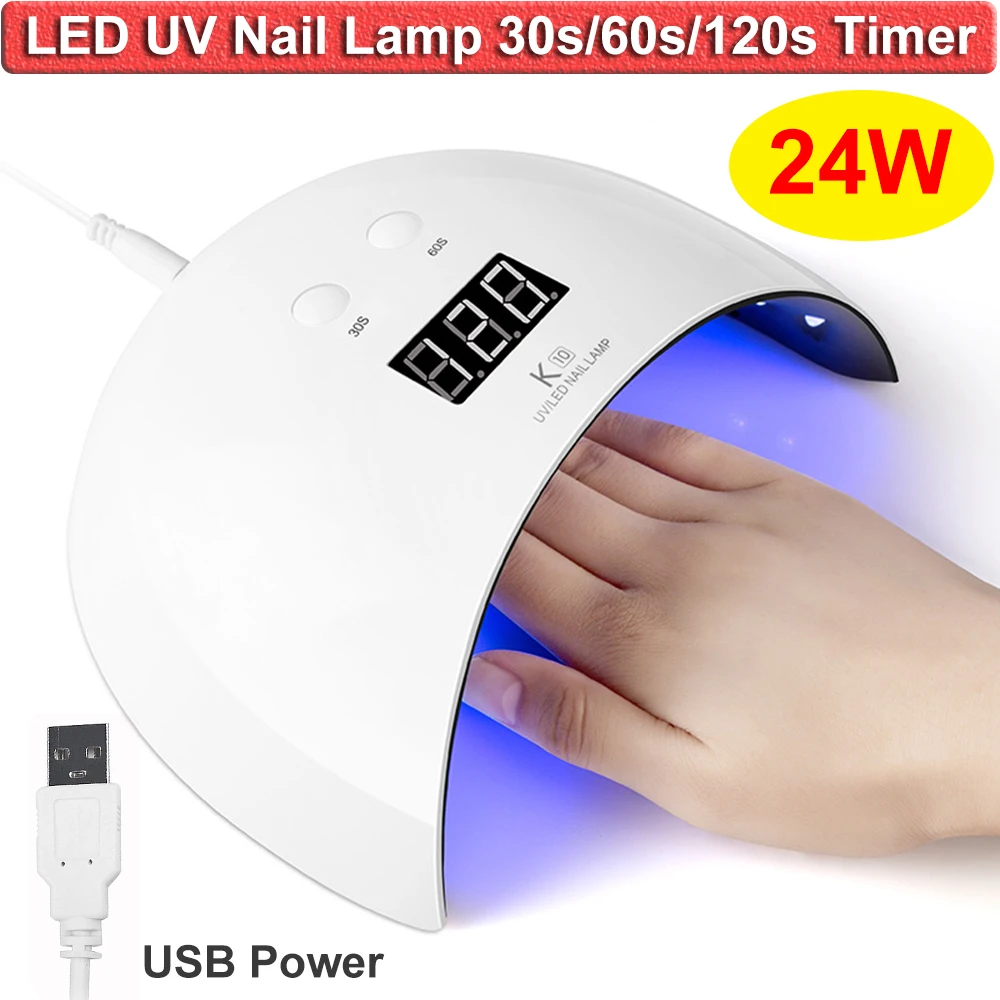 

24W UV LED Nail Lamp Nail Gel Polish Dryer With Smart Automatic PIR Motion Sensor Switch 12 PCS LED UV USB Lamp 30s/60s Timer D3