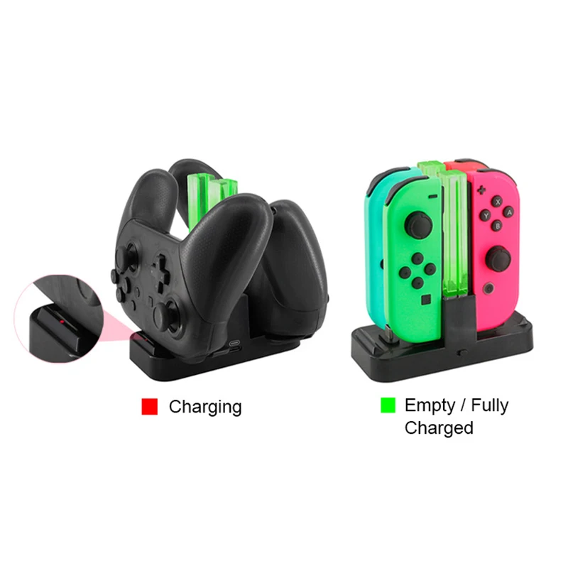 Для Nintendo Switch 4 Joy-Con Зарядное устройство Usb док-станция для зарядки стенд для 2 Pro контроллер Зарядное устройство со светодиодной индикацией