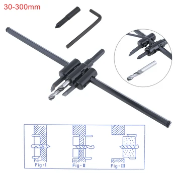 

30-300mm Alloy Steel Adjustable Aircraft Type Wood Circle Hole Saw Cutter Tool Kit Cordless Drill Bit with 8mm Drill Diameter