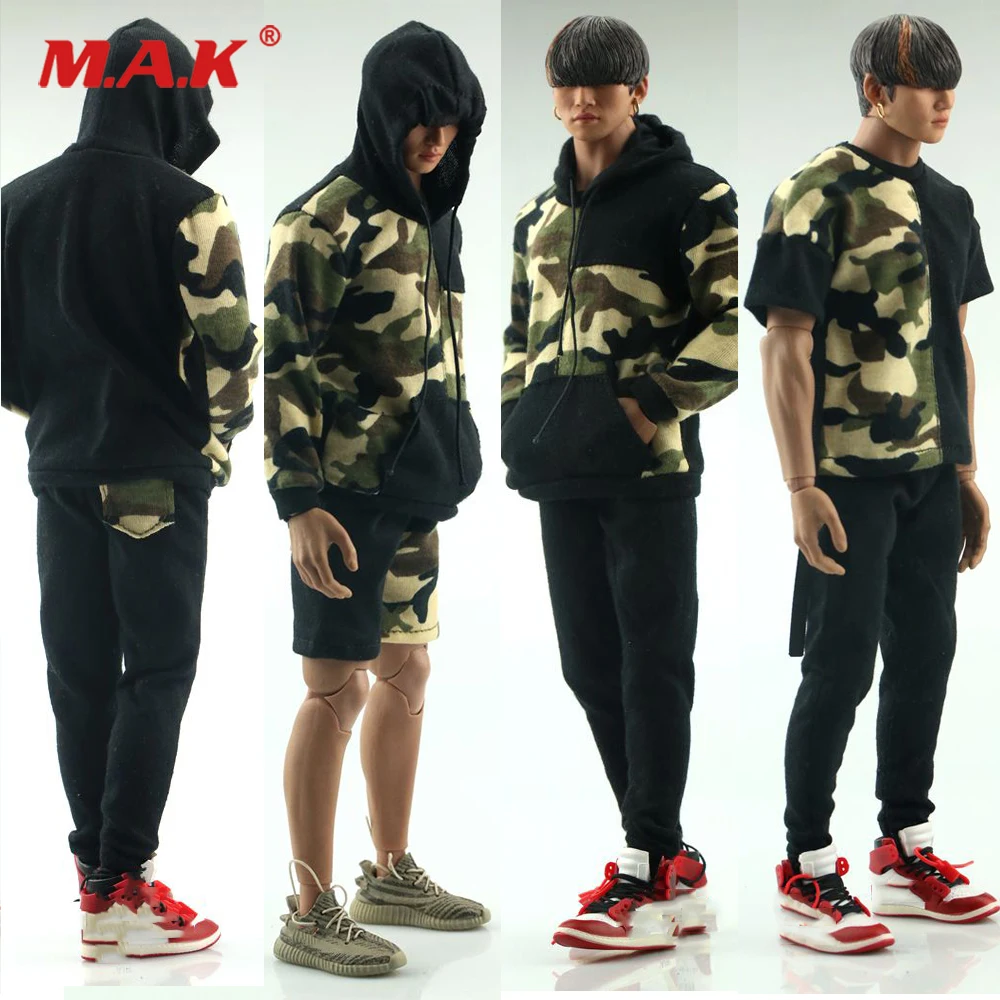

FA009 1/6 scale Male Figure Clothes Camouflage Stitching Clothing Sweatshirt Shorts Pants Accessory Model for 12'' Male Body