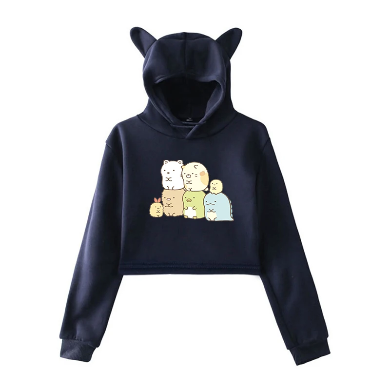 902-9 blue Harajuku/Женская толстовка; укороченный топ; толстовки; Kawaii Sumikko; розовые толстовки для девочек-подростков; Осенняя уличная одежда - Цвет: 902-9 blue