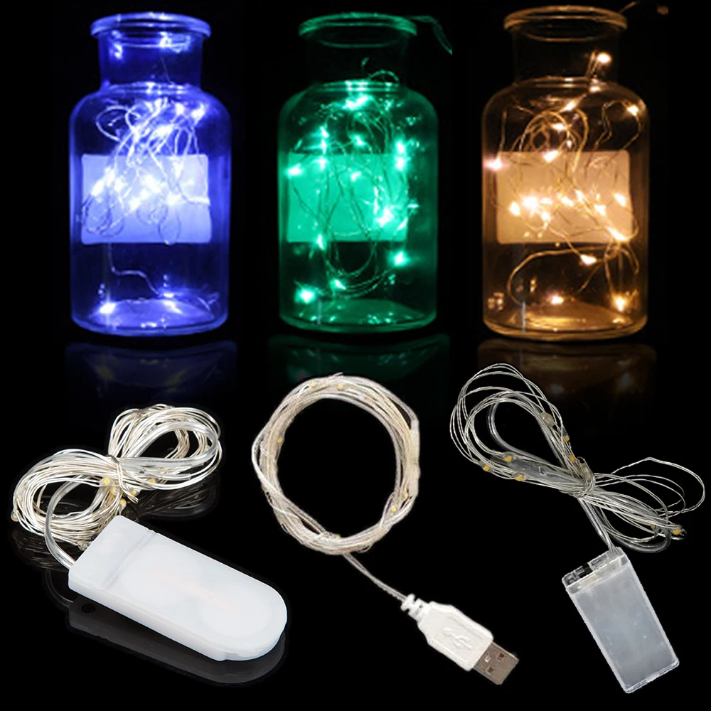 Светодиодная гирлянда на медном проводе с питанием от USB праздничная уличная