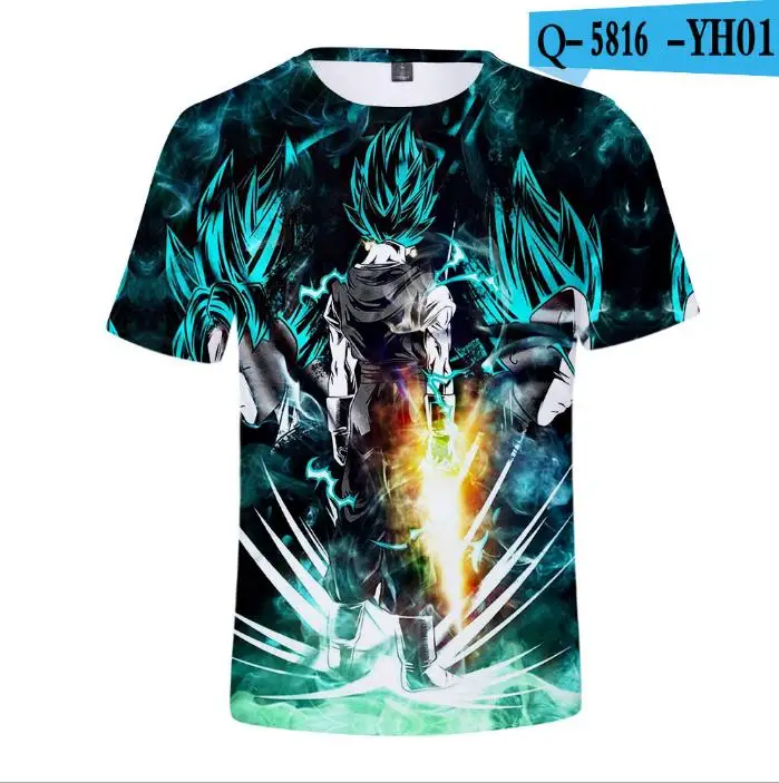 Новое поступление, крутая футболка с 3d принтом «Goku Dragon Ball Z» летние модные футболки с короткими рукавами для мальчиков, Аниме Драконий жемчуг Зет, детские футболки - Цвет: color at picture