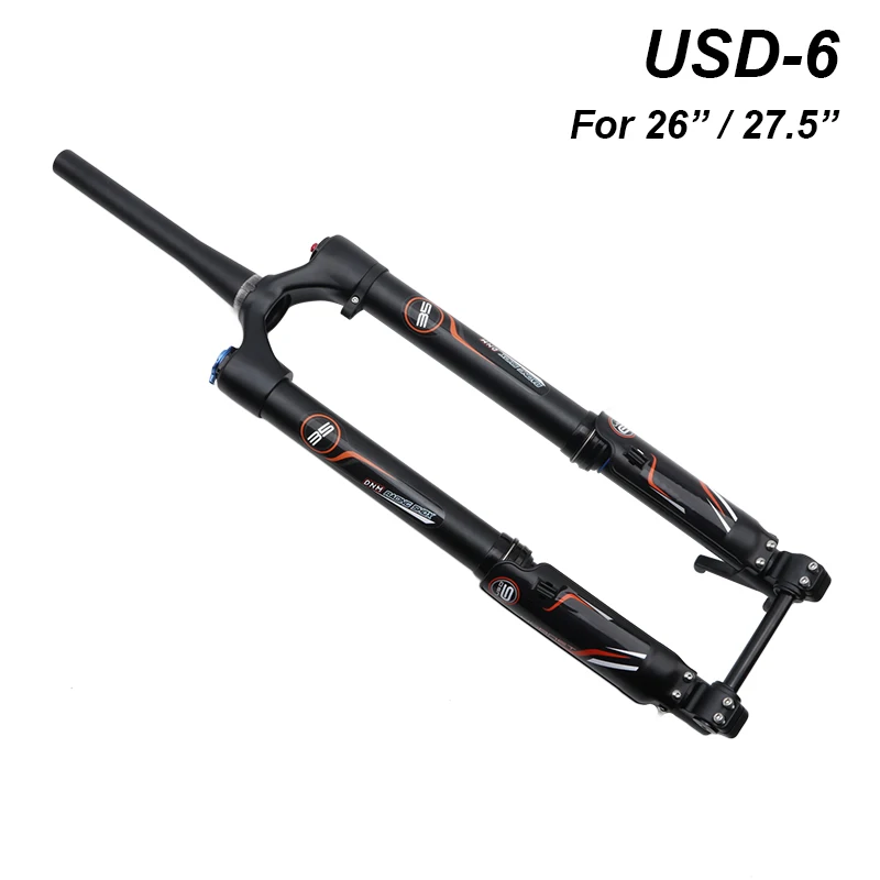 Black DNM USD-6 2" 27,5" MTB велосипедная передняя вилка 1-1/" до 1,5" коническая вилка AL 7075 пневматическая подвеска 140 мм дорожная передняя вилка для горных велосипедов - Цвет: Black