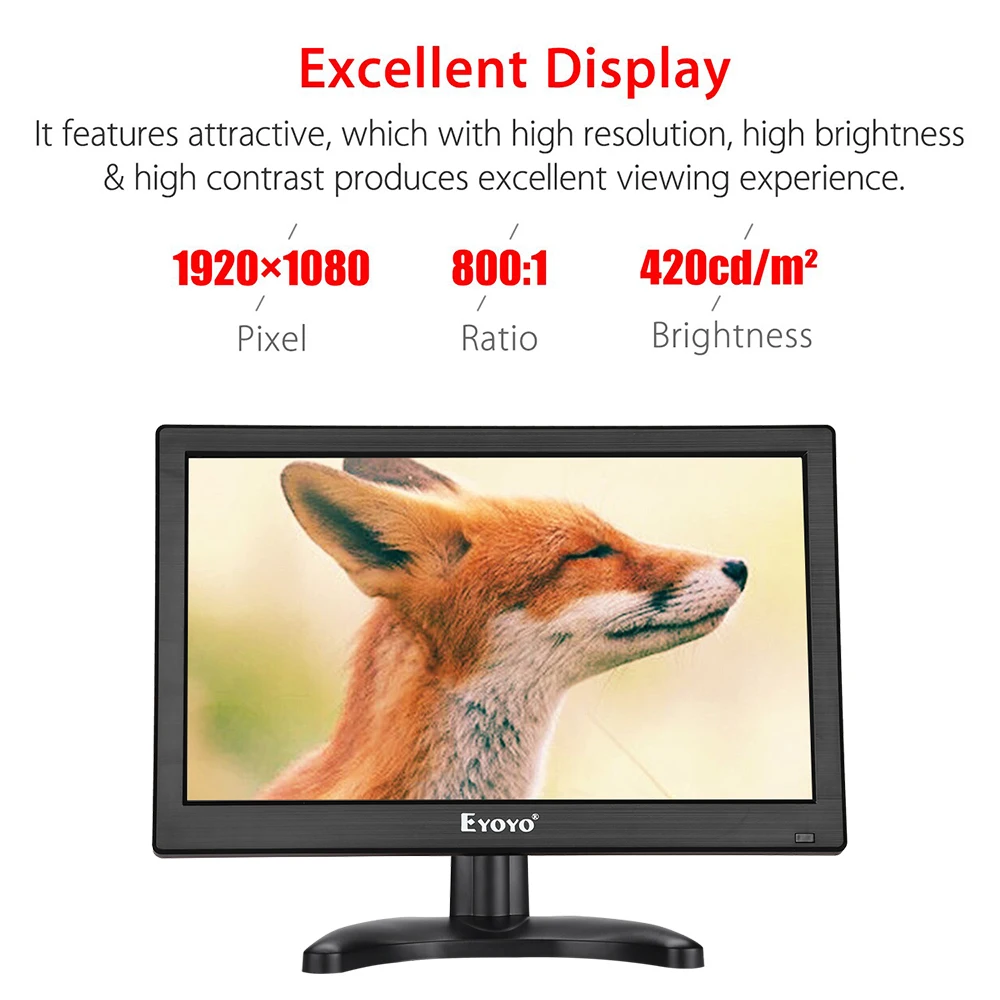 Eyoyo EM12K 1" 1920x1080 FHD HDMI ips CCTV монитор ЖК-экран с VGA BNC USB динамик компьютерная безопасность наблюдения дисплей