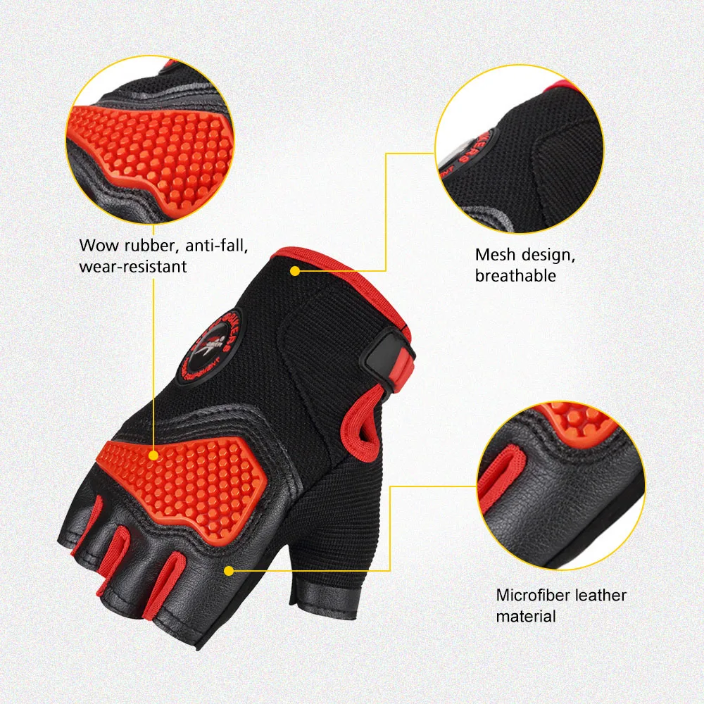 Sports Racing Cycling Motorcycle MTB Bike Bicycle Gel Half Finger Gloves M/L/XL Size Black/ Red Color Optional