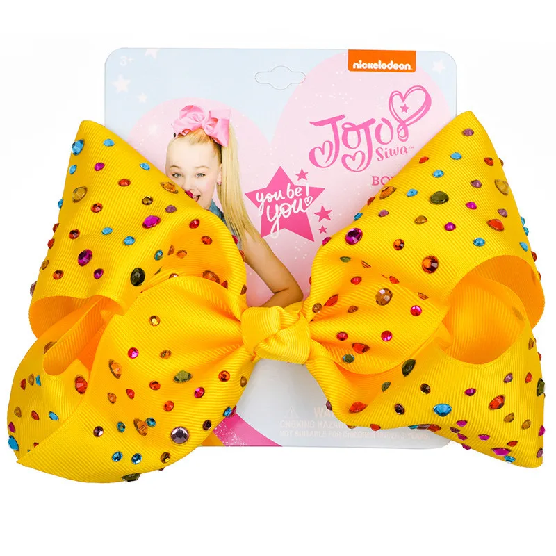 8 дюймов Jojo Siwa Блестящий Радужный бант с зажимом для волос ручной работы бутик узел Джамбо бант для волос заколки для волос Детские аксессуары для волос