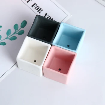 

1pc Dollhouse Miniature Flowerpot Ceramics Planter Nursery Garden Desk Home Decor Candy Color 3.5cm*3.5cm*3.5cm