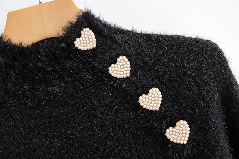 Увядшие английские простые элегантные пуговицы для любви искусственный мех теплый свитер для женщин pull femme nouveaute jersey mujer