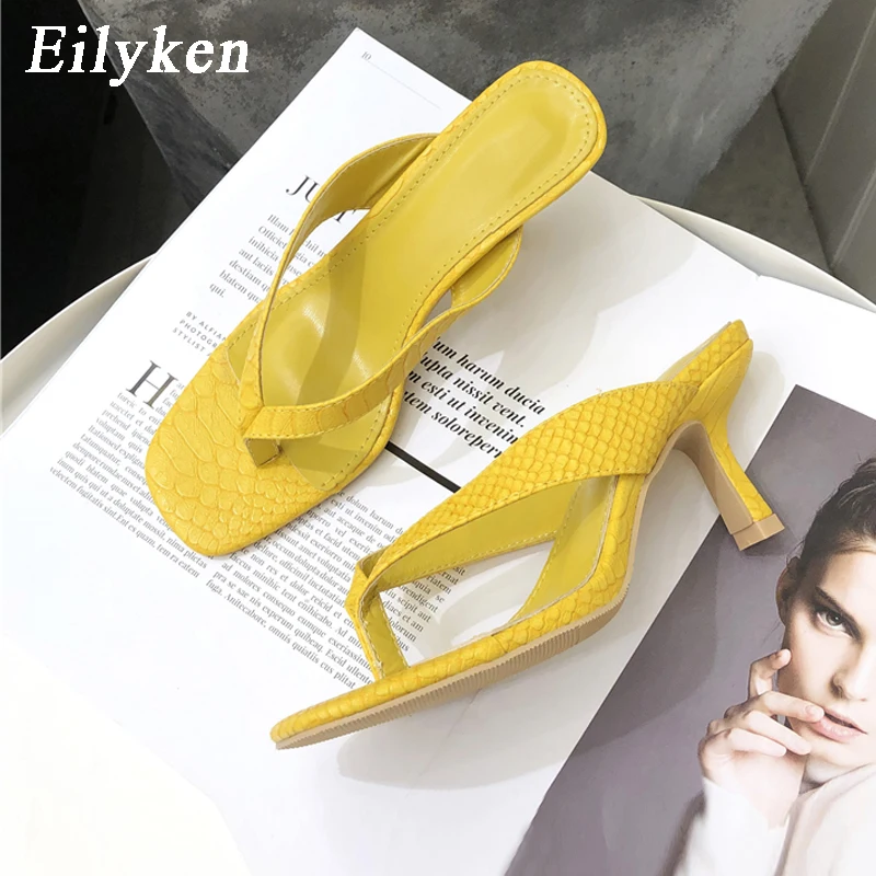 

Eilyken 2020 New Brand Women Slipper Summer Outdoor Sandal Slip On Flip Flop Ladies Thin High Heels Slides Elegant Women Shoes