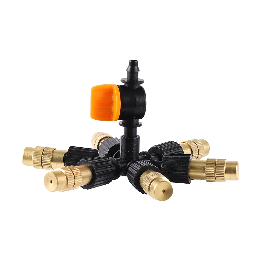 Hängen Mit Ventil 4/5/6/7 Weg Messing Beschlagen Düse Einstellbare Zerstäubung Kühlung Sprinkler Kit Garten Blumenbeet Bewässerung Kit – Detail 6