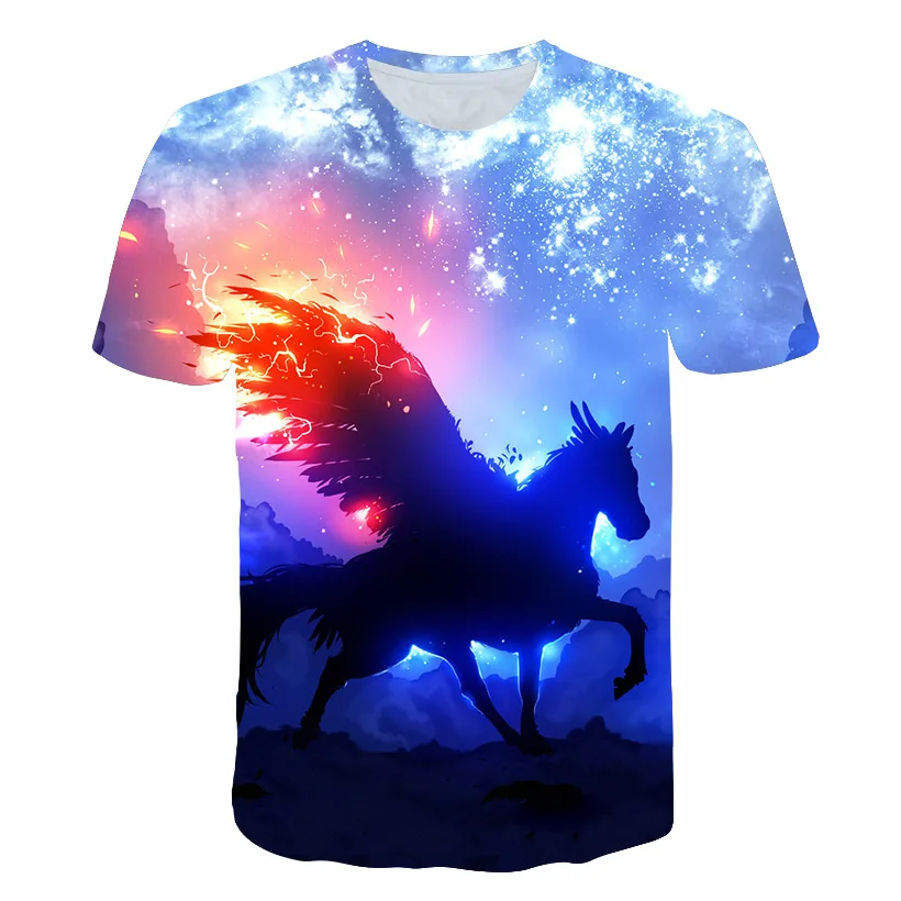 

Summer Fashion Unisex Unicorn T-shirt Children Boys Short Sleeves White Tees Baby Kids 3D Tops For Girls Dream beautiful Clothes