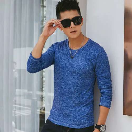 

2019 Hot Fashion Mens O Neck Slim Fit T Shirt Autumn Winter Men Male Long Sleeve Pullover Casual Tee Tops Size M-3XL